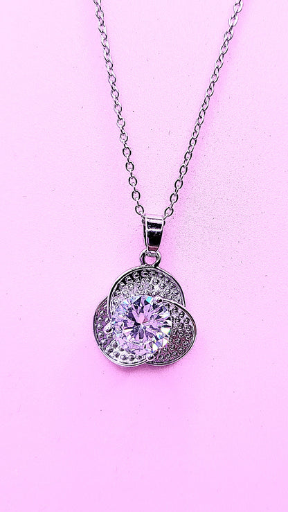 Flower Drop Crystal Necklace