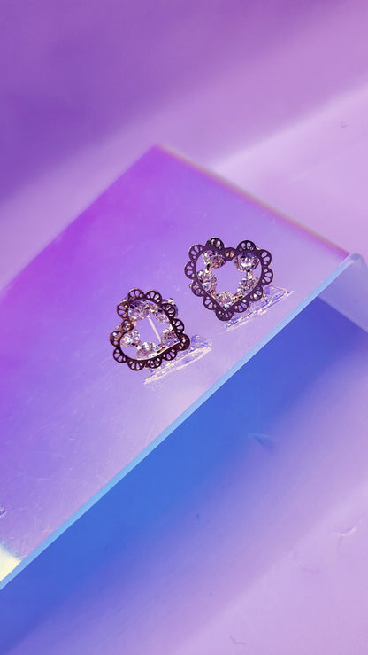 Heart Cluster Crystal Stud Earrings