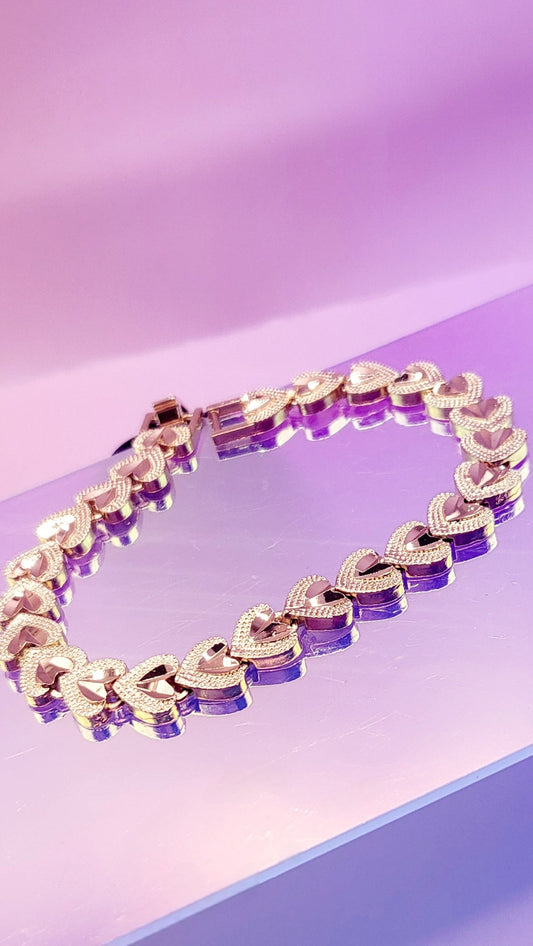 Heart Shiny Gold Link Bracelet