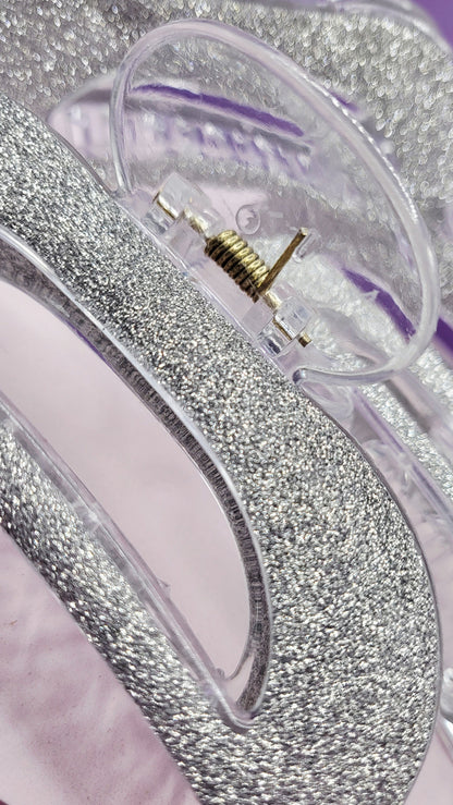 Glitter Silver Hair Clamps Pack of 12