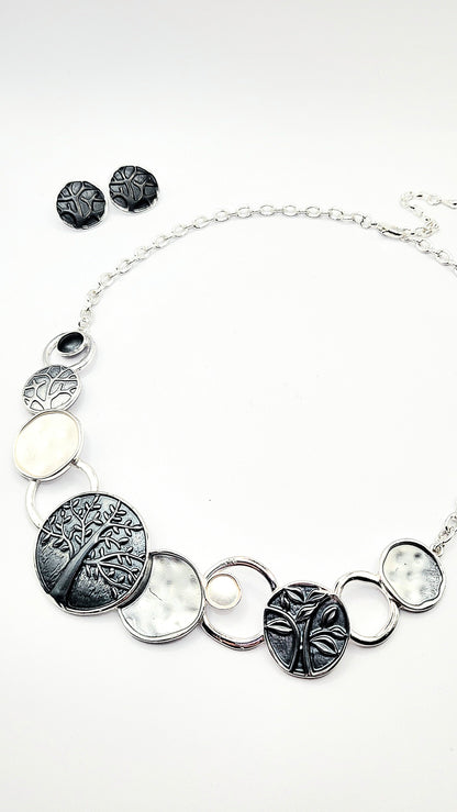 Abstract Tree Of Life Necklace & Earrings Set
