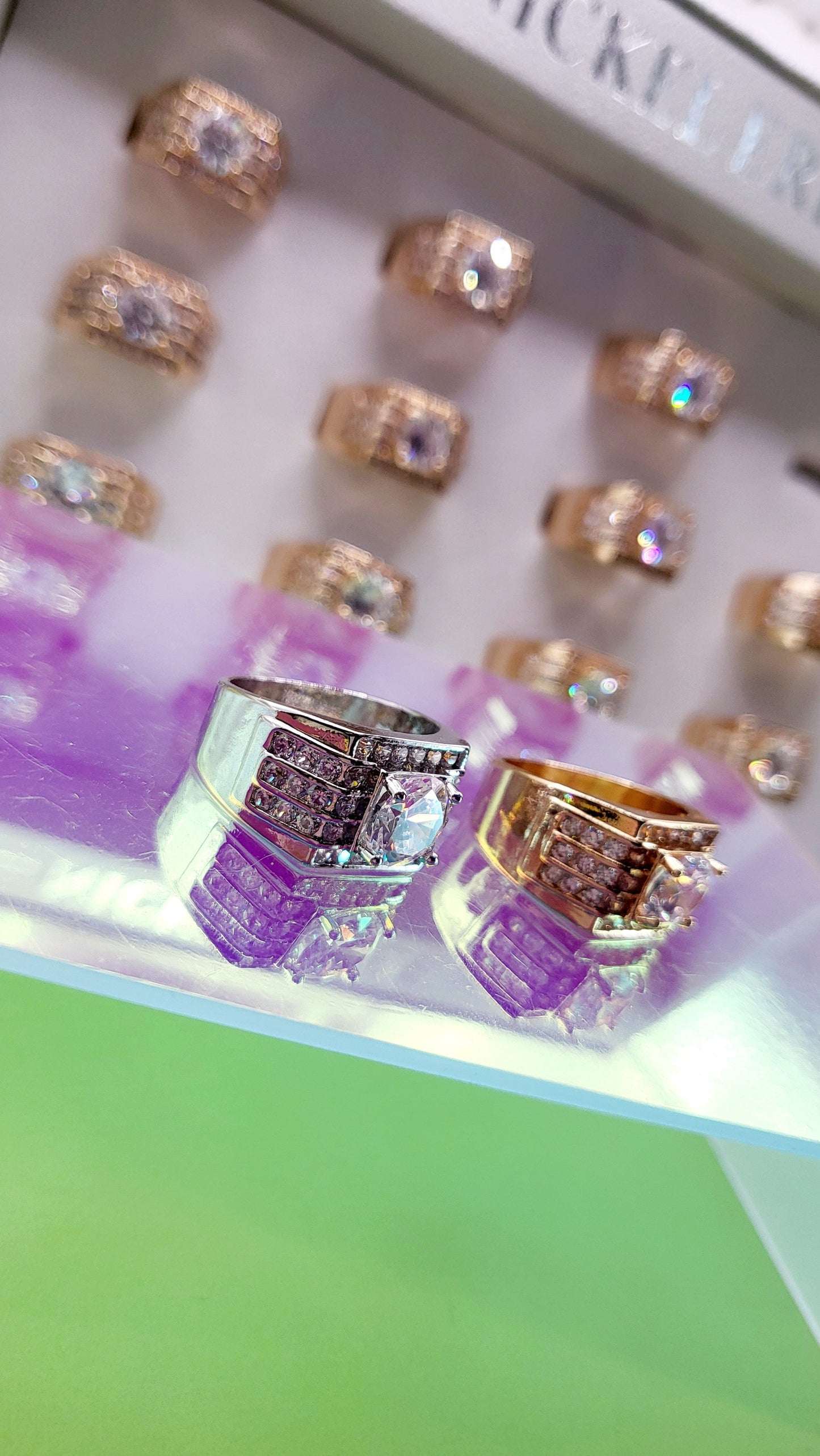 Men's Iced Out Crystal Box Set of 12 Rings