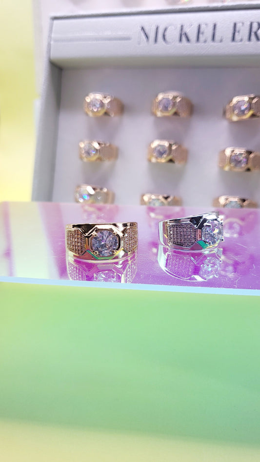 Men's Iced Out Crystal Box Set of 12 Rings