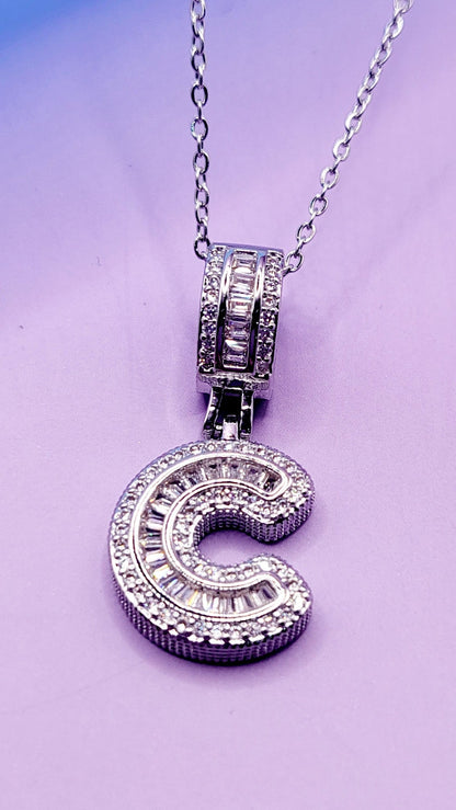 Crystal Initial Necklace Letter C