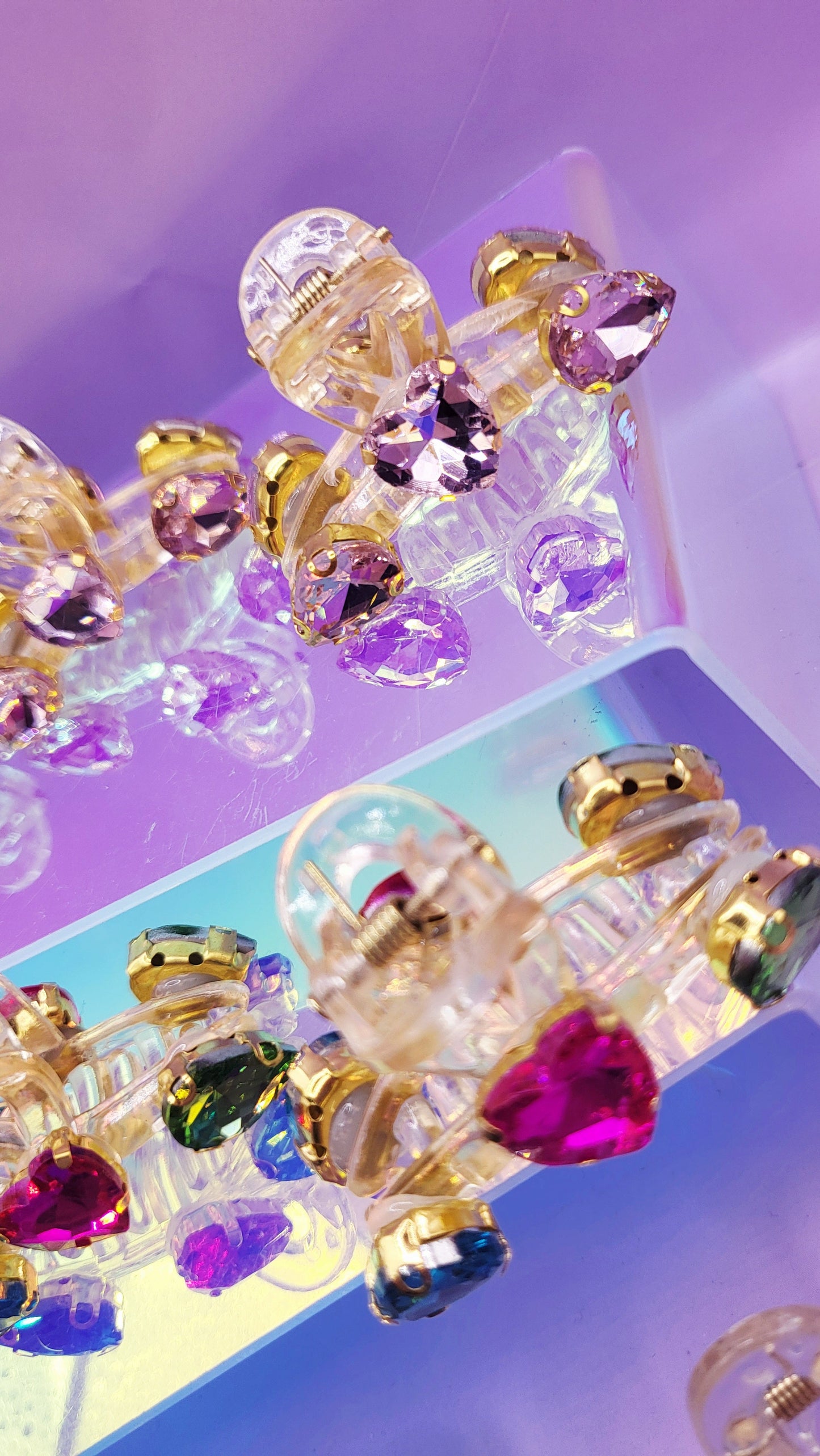 Crystal Luxe Pink Hair Clamps Pack of 12