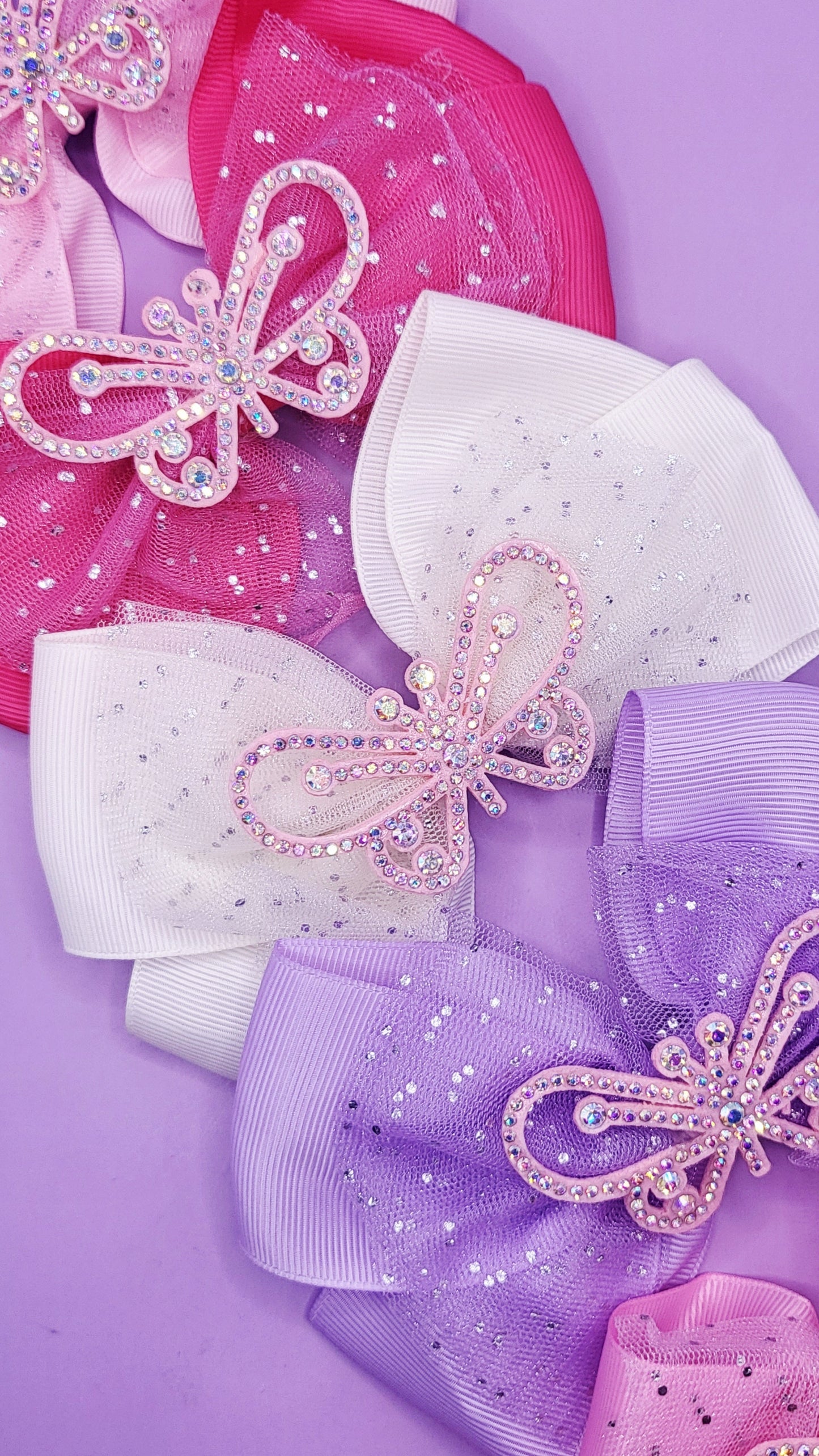 Crystal Butterfly Hair Bow Clip Slide Pack of 12