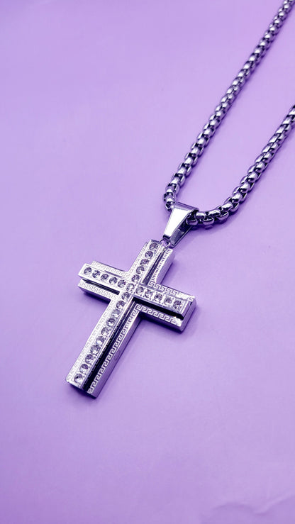 Mini Sparkle Silver Cross Necklace