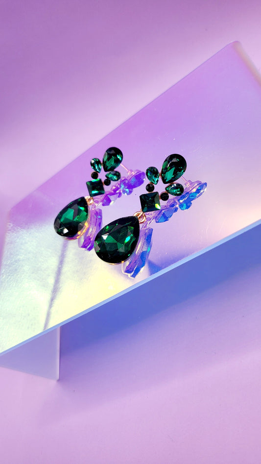 Emerald Crystal Drop and Dangle Earrings
