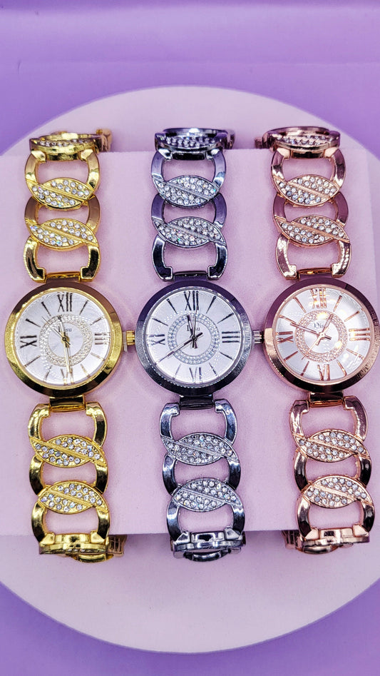 Iced Out Luxe Round Link Watch