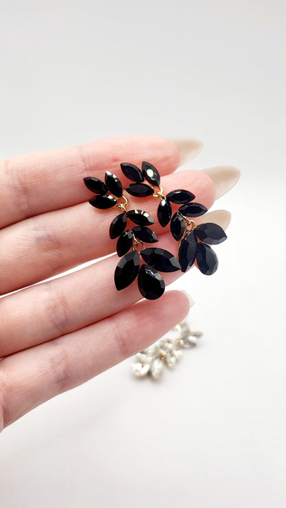 Black Crystal Drop and Dangle Earrings
