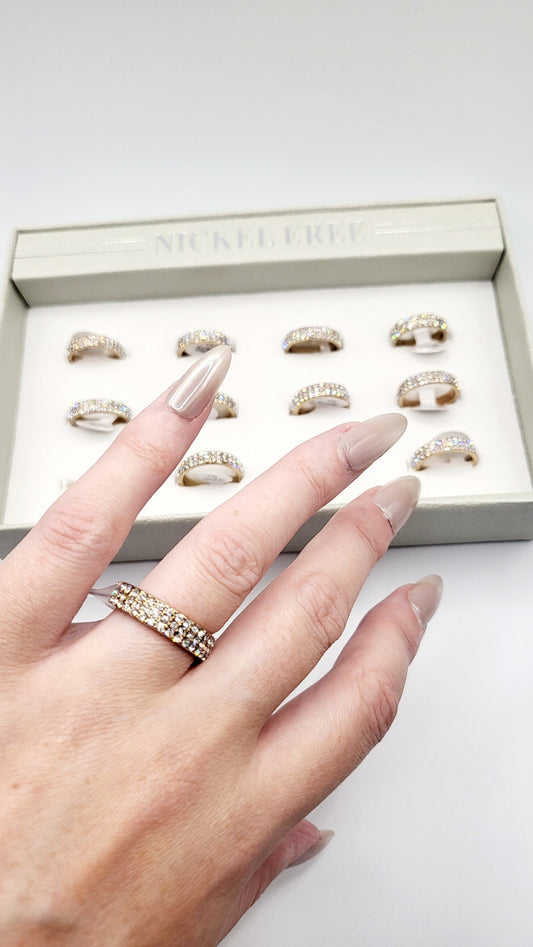 Eternity Band Crystal Ring Gold Box set of 12
