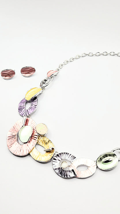 Abstract Oval Necklace & Earrings Set