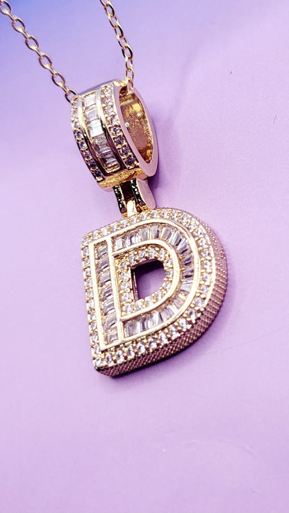 Crystal Initial Necklace Letter D