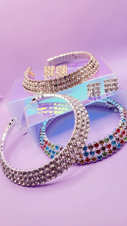 Glam Crystal Duo Choker & Earrings