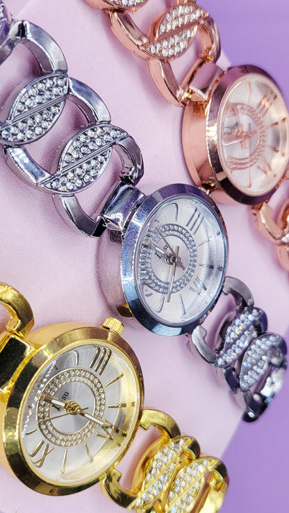 Iced Out Luxe Round Link Watch