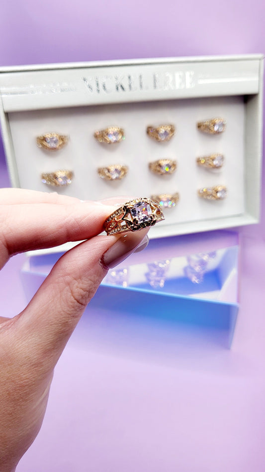 Dubai Crystal Ring Gold Box set of 12