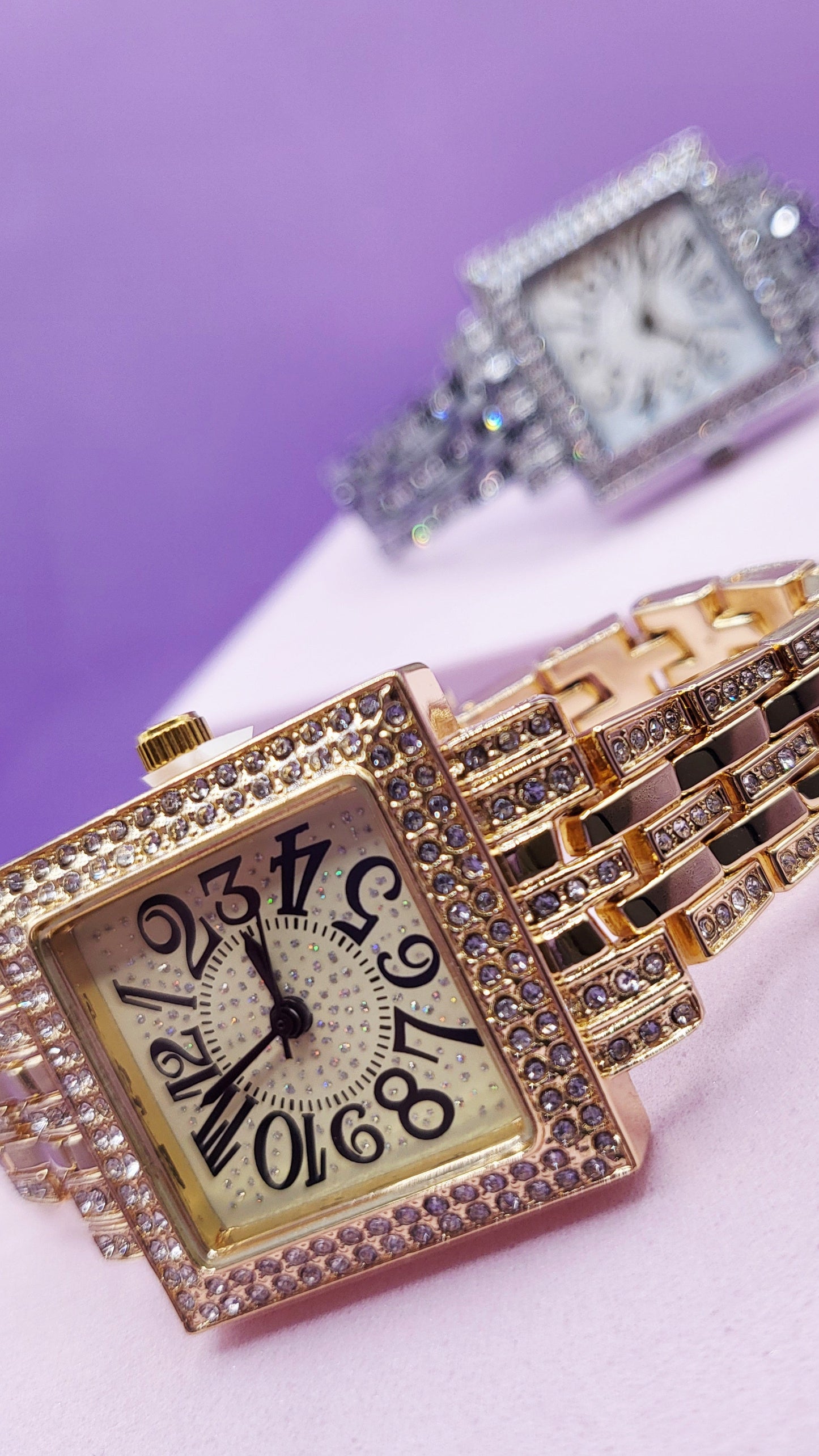Crystal Luxe Square Link Watch