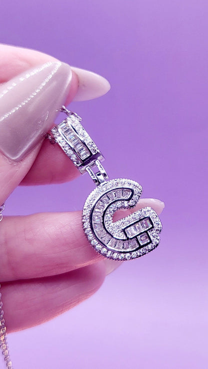 Crystal Initial Necklace Letter G