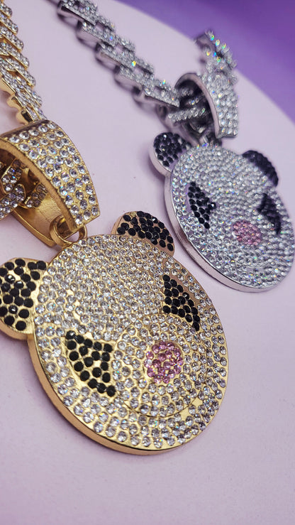 Iced Out Crystal Bling Panda Pendant Chain