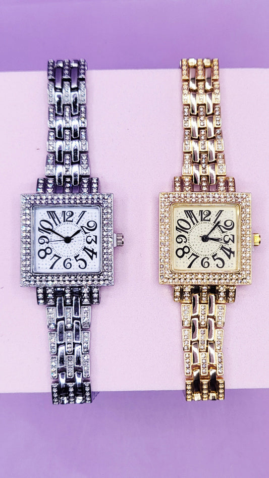 Crystal Luxe Square Link Watch