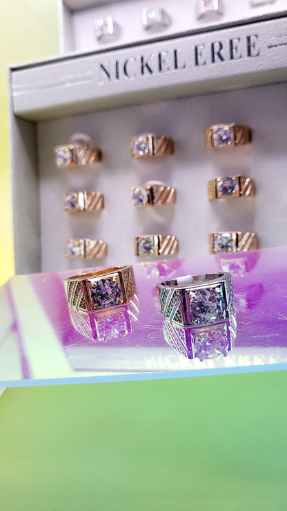 Men's Iced Out Crystal Box Set of 12 Rings