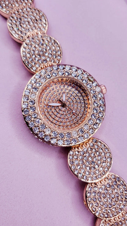 Crystal Luxe Round Link Watch