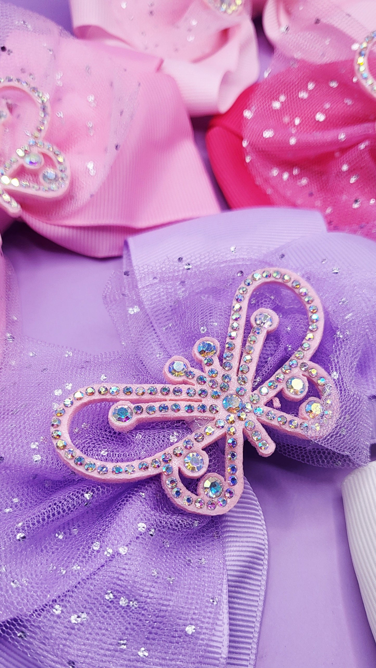 Crystal Butterfly Hair Bow Clip Slide Pack of 12
