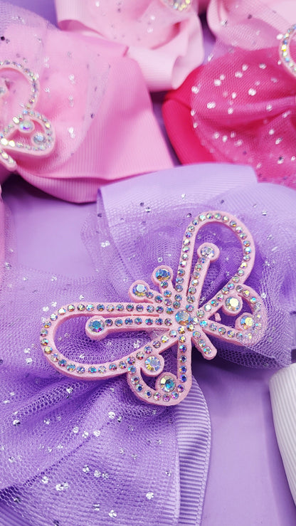 Crystal Butterfly Hair Bow Clip Slide Pack of 12