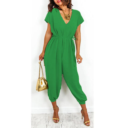 Ladies V Neck Tie Up Jumpsuit